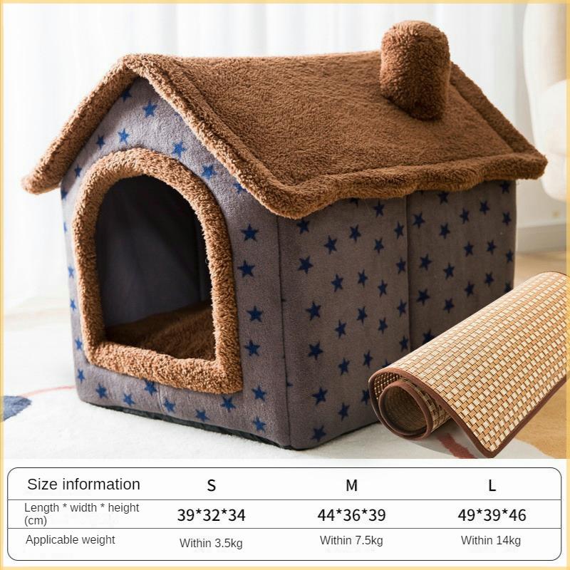 Casă pentru câini detașabilă și lavabilă cu două suprafețe Litier universal pentru pisici Cort de toamnă și iarnă Pat pentru câini Casă pentru pisici pentru animale de companie Casă pentru câini