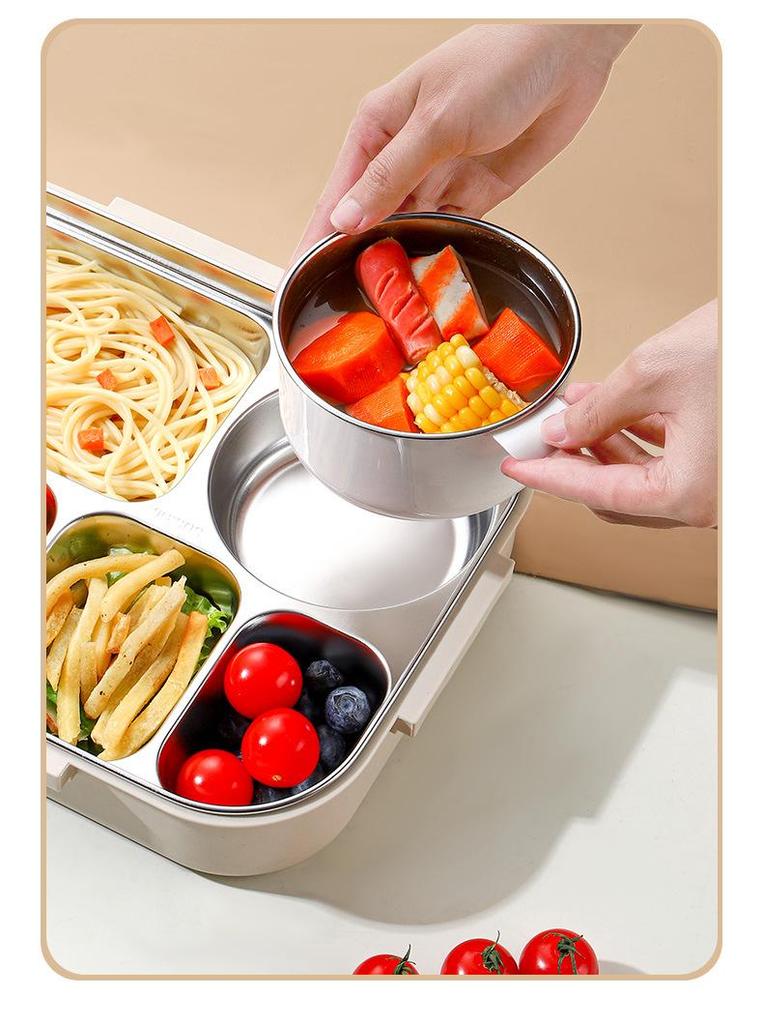 Extra Large 316 Stainless Steel Office Lunch Box with Six Compartments for Adults - Large Capacity Meal Tray