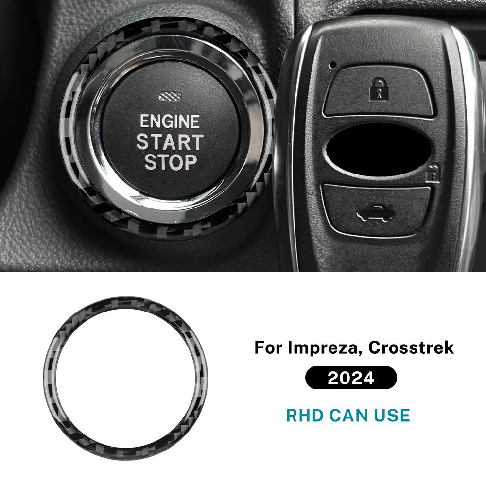 

Real Soft Carbon Fiber Sticker For Subaru Crosstrek Impreza 2025 RHD Car Engine Start Stop Button Frame Interior Accessories
