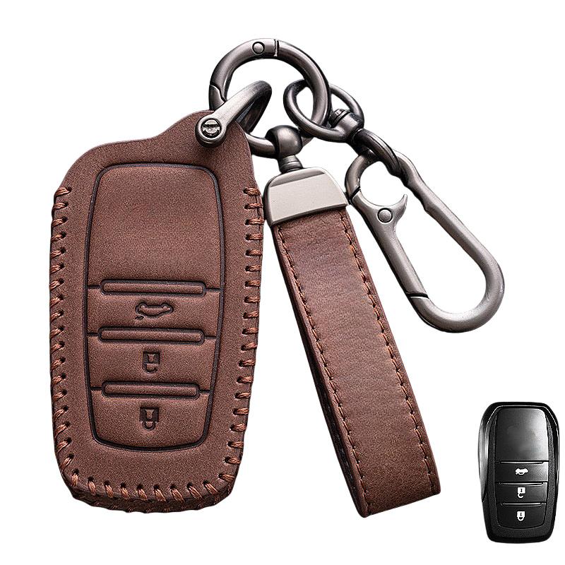 

Leather Car Remote Key Case Cover For Toyota Rav4 Crown Hilux Fortuner Camry Land Cruiser Prado Protect Shell Fob Accessories For Toyota