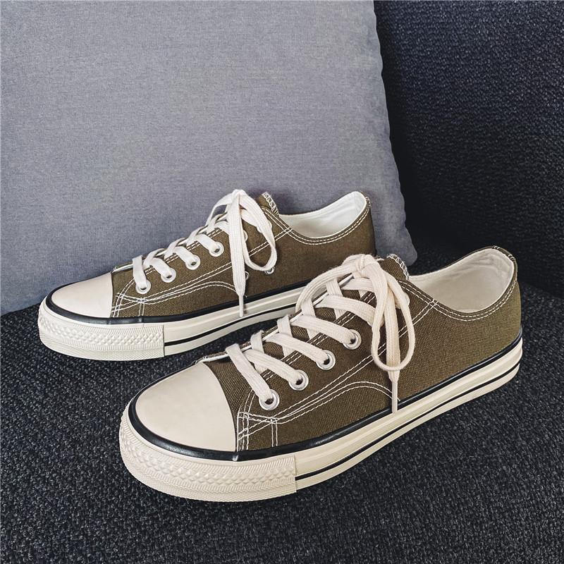 Spring burgundy low-top canvas shoes men's classic men's and women's board shoes Korean version versatile trend casual shoes men's