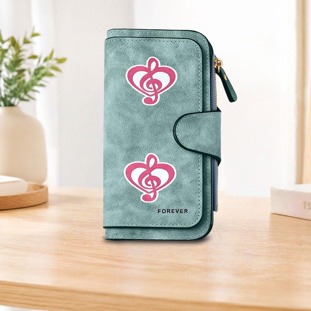 Heart-shaped Musical Note Long Zipper Wallet, Large-capacity Card Holder, Unisex Clutch Bag, Stylish Zippered Coin Purse, Suitable for Daily Use, a