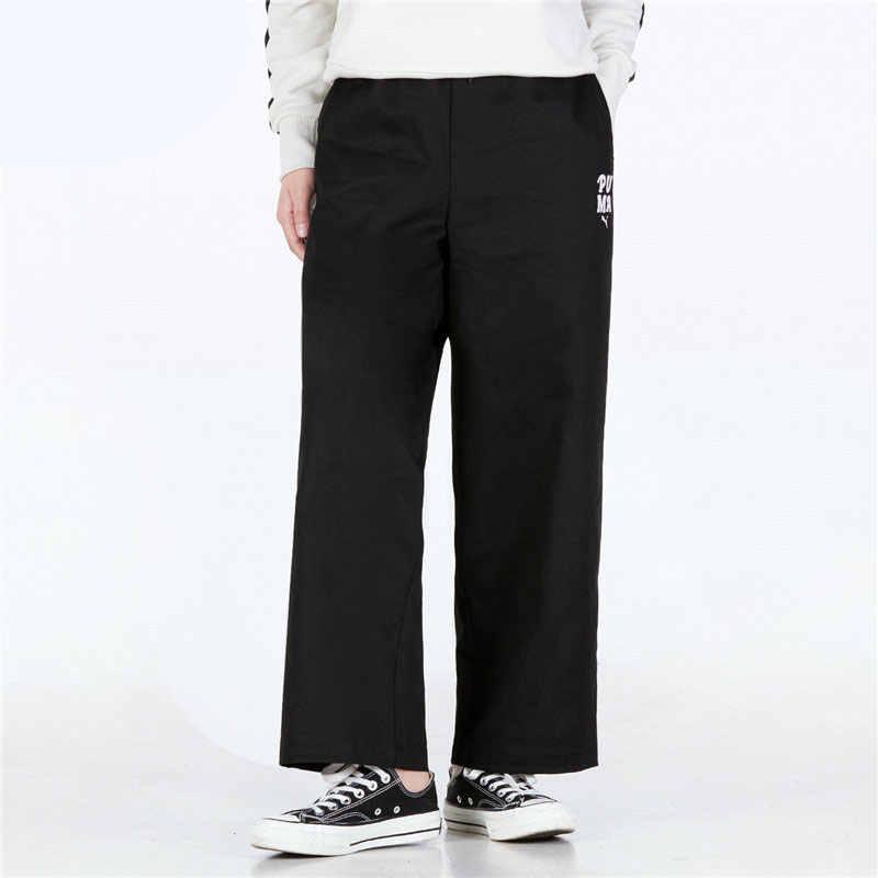 Puma Logo Print Loose Sports Long Pants Women Bottoms Black 536754-01