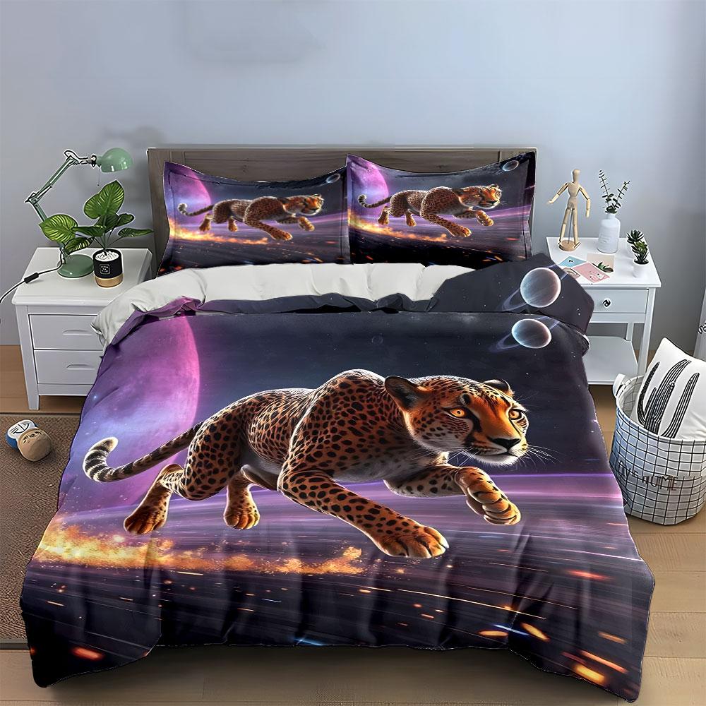 "Cosmic cheetah in motion." Bedding sets Duvet covers Pillowcases(1* Duvet Cover 2* Pillowcases without duvet insert)