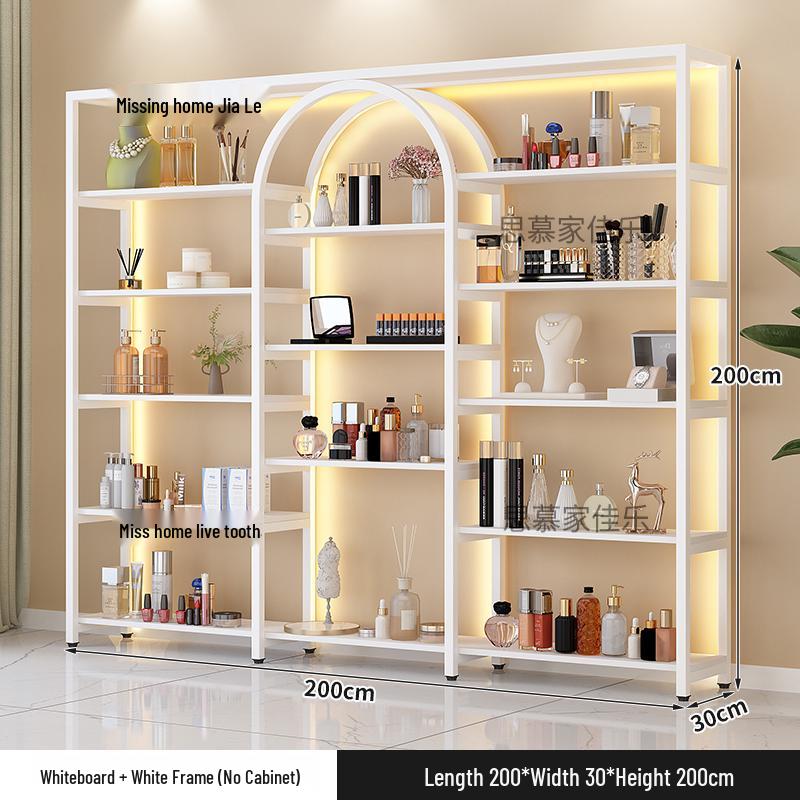 Illuminated Multi-Layer Cosmetic Display Shelf for Salons and Barbershops
