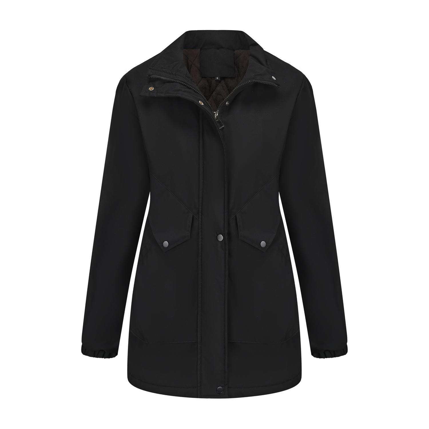 

Женские парки с капюшоном из искусственного меха, на флисовой подкладке, на молнии, теплые хлопковые куртки средней длины, пуховики, верхняя одежда, зимняя одежда 3XL чёрный