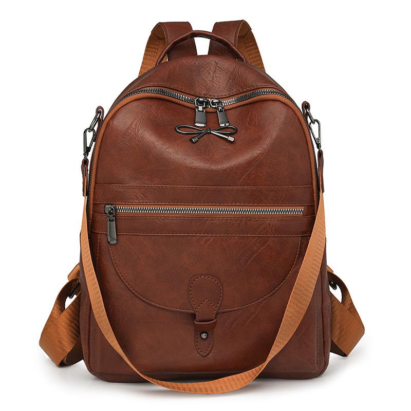 

New contrasting color large-capacity PU women s backpack creative design multi-functional PU leather crossbody shoulder bag коричневый