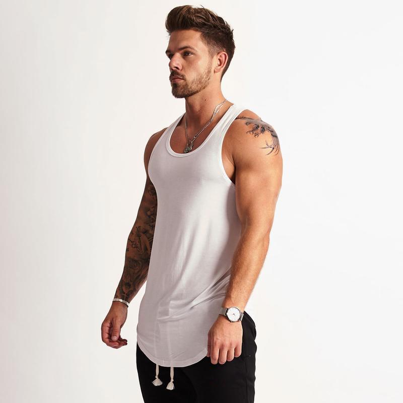 Muscleguys Summer Man Vest Running and Fitness T Shirt Slim Fit Fashion Trend Motion Fitness O-Neck Vest Top Tees