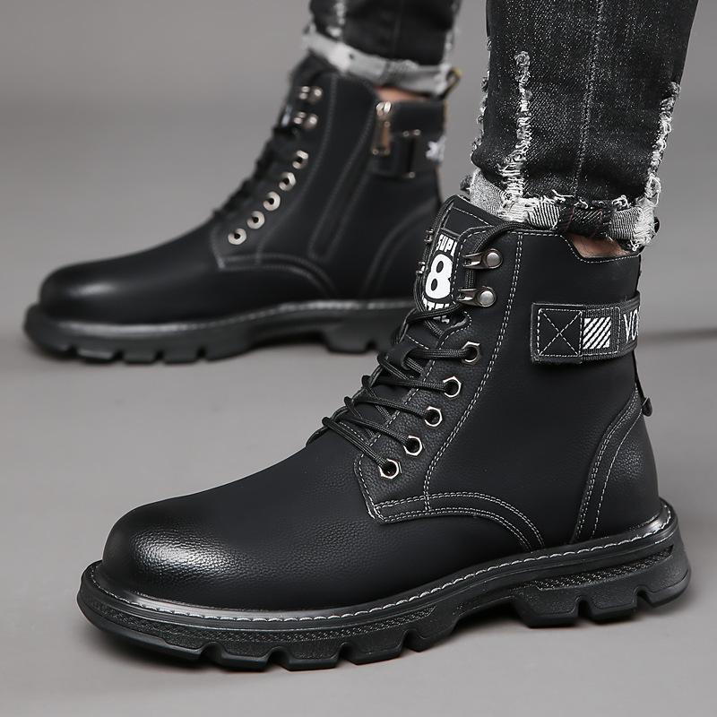 Herren Martin Stiefel 2025 neu Winter Samt verdickt Baumwollschuhe lässiger Trend High-Top vielseitig warme Stiefel