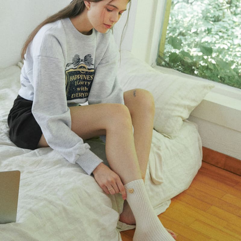 AMONG A WOODEN HEART RIBBED SOCKS [3colors]