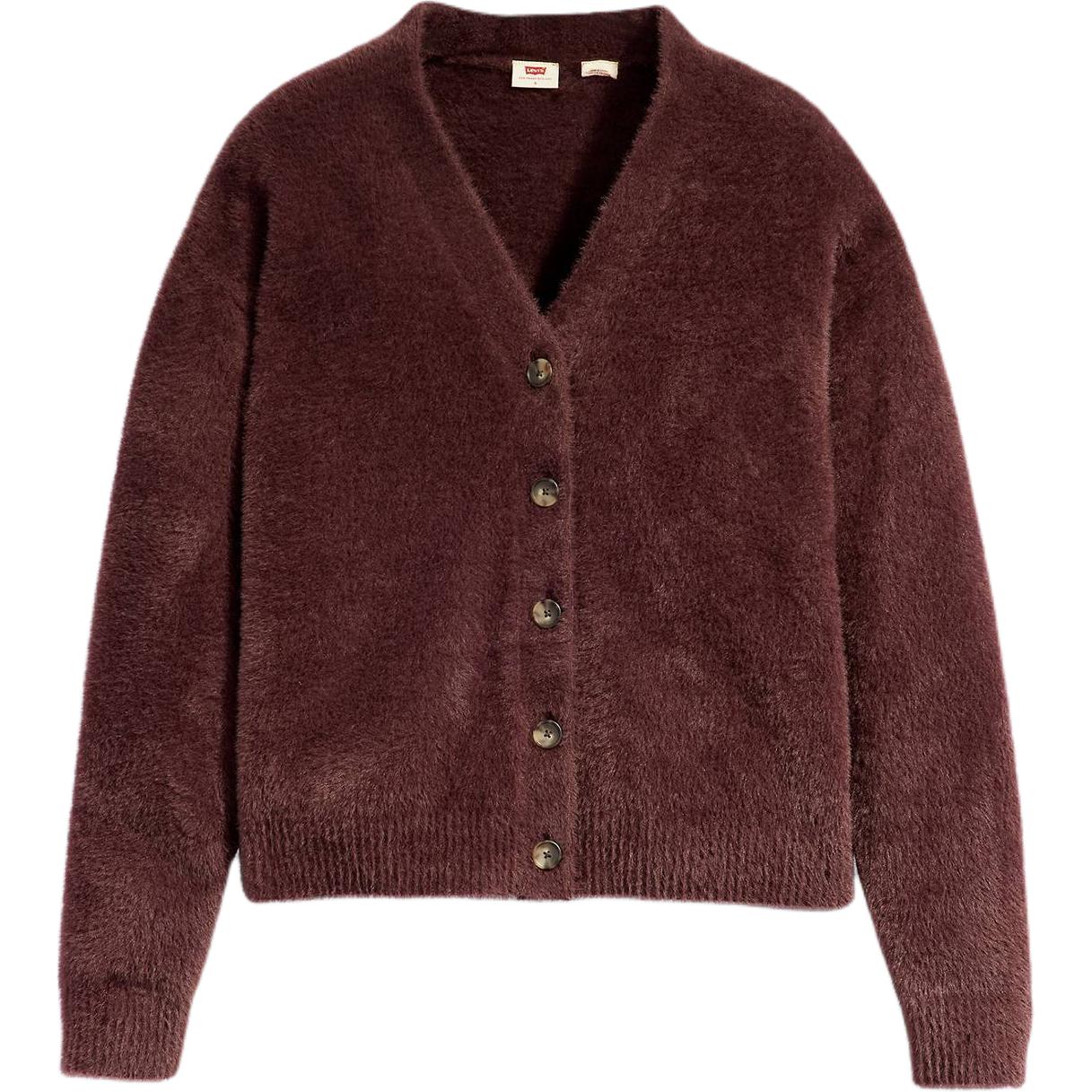 

Levis Simple Comfortable Versatile Warm Loose Casual Long Sleeve V-Neck Knit Sweater Women sweater Chocolate A4238-0005 XS