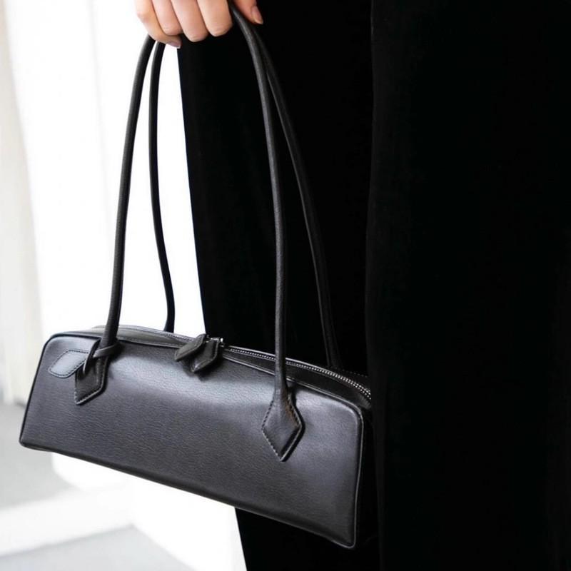 Sac Bâton Français Cuir Authentique Haut de Gamme Saucisse Niche Rétro Sous-Bras Femmes Portable Épaule