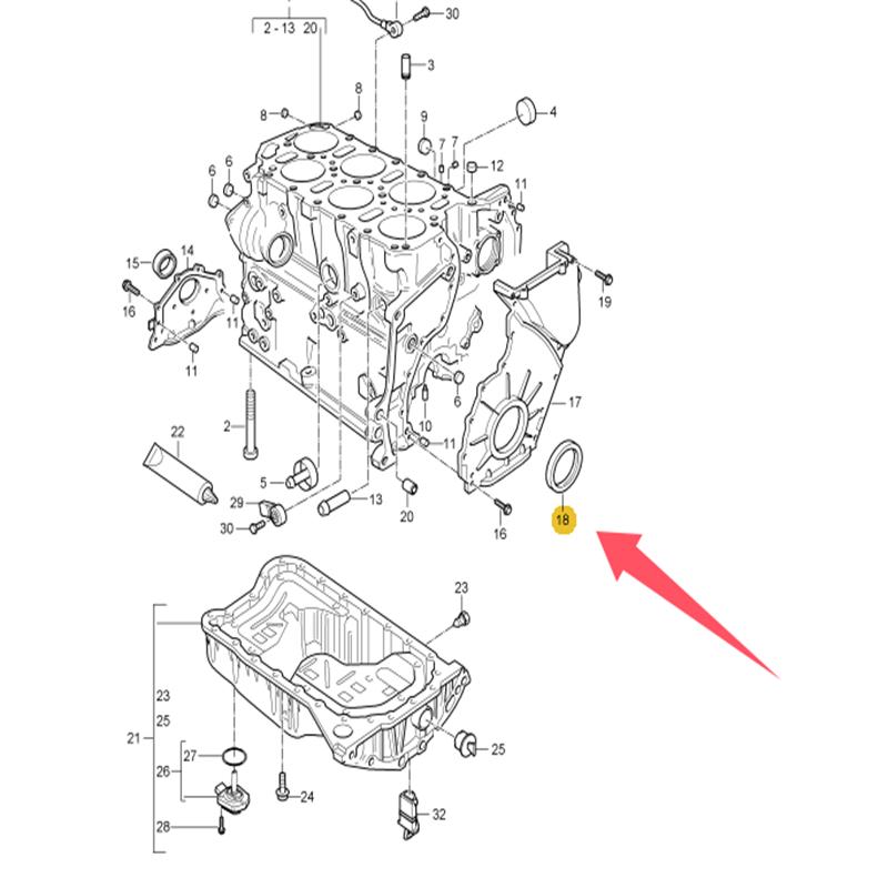 Suitable for Porsche 03-17 Cayenne 3.2 3.6 crankshaft rear oil seal 95510105100