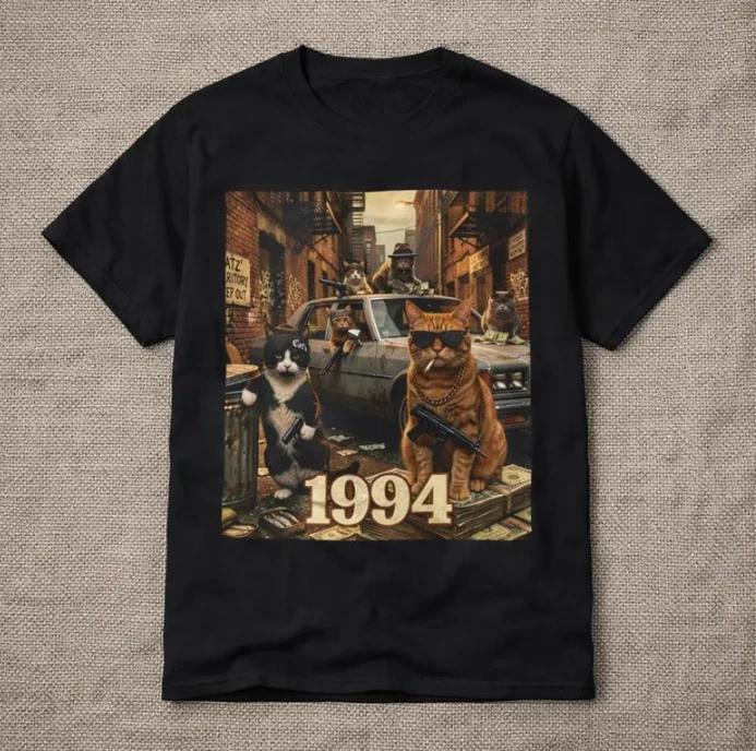 Gangster Cats T-Shirt | Retro Cat Mafia Streetwear Tee S