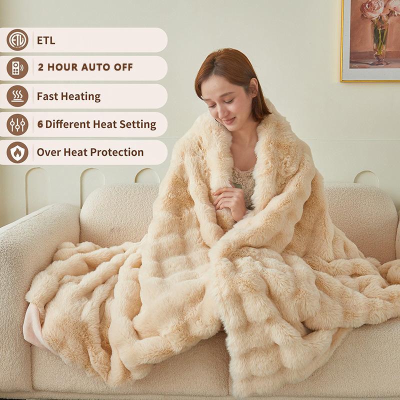 Electric Heating Blanket Bubble Rabbit Fur Electric Blanket Warm Up Heating Blanket Zero Magnetic