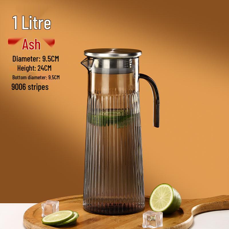 Commercial Cold Water Striped Acrylic Pitcher - Durable and Drop-Proof for Juice, Tea, Water, or Lemonade.
