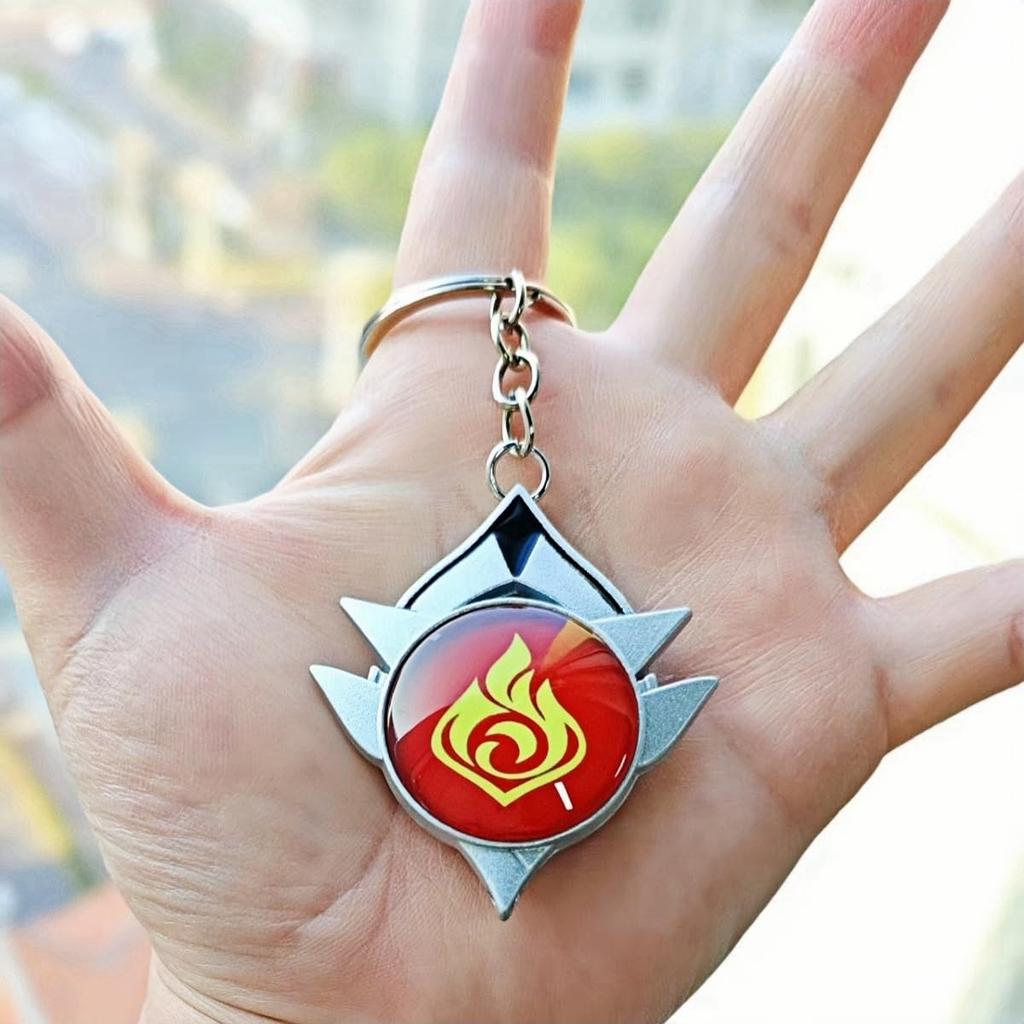 Genshin Impact Snezhnaya Feuerelement Gottauge Moe Schule Kultureller Schlüssel Mobiles Foto Souvenir [Sizuuenn] Schlüsselanhänger, Leuchtend, Cosplay, Merchandise,
