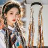 Fascia per capelli in stile Boho Cinese Tibetana con Nappa Lunga e Nastro Colorato Cerchio per Capelli Etnico Intrecciato Fascia per Capelli Intrecciata Color Caramella Stile Boho