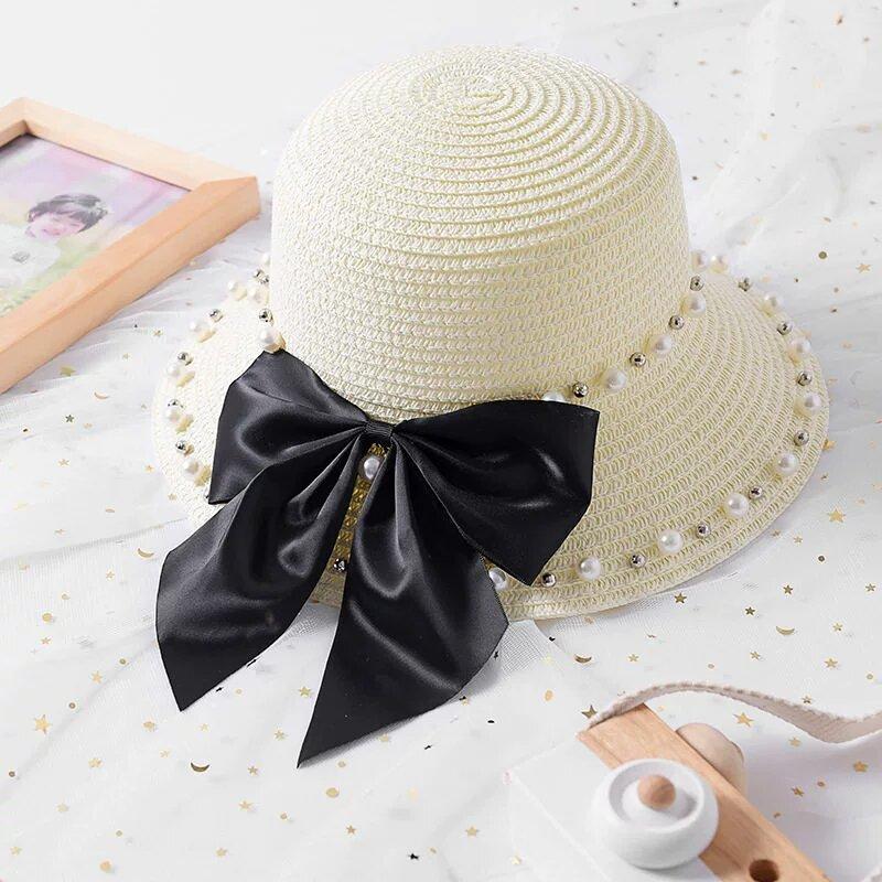 Fashion Summer Children Sunscreen Straw Hat Bag Weaving Grass Cap Cool Sun Hat For Girl Cute Breathable Baby accessories