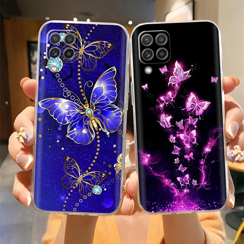Phone Case for Samsung A12 Cases Fashion Butterfly Soft Clear Silicone Back Cover For Galaxy A12 4G 5G Funda Protection Bumper