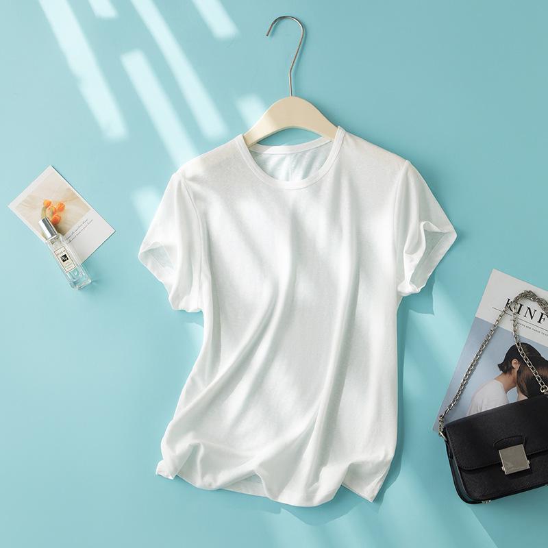 2026 Hangzhou Women’s French Ramie Patchwork Short-Sleeve T-Shirt Small