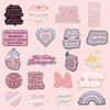 Cartoon Girl Rainbow Brooch Set: Creative Pink Heart and Letter Badges