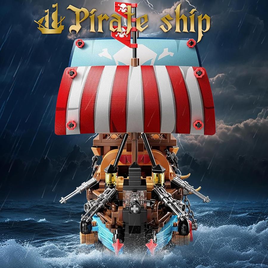 Zestaw klocków do budowania statku pirackiego Klocki do składania Zabawki z klockami LED Model Prezent dla dzieci na urodziny, Boże Narodzenie
