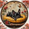 Retro Bulldog Butterfly Metal Wall Sign Vintage Tin Poster Home Decor