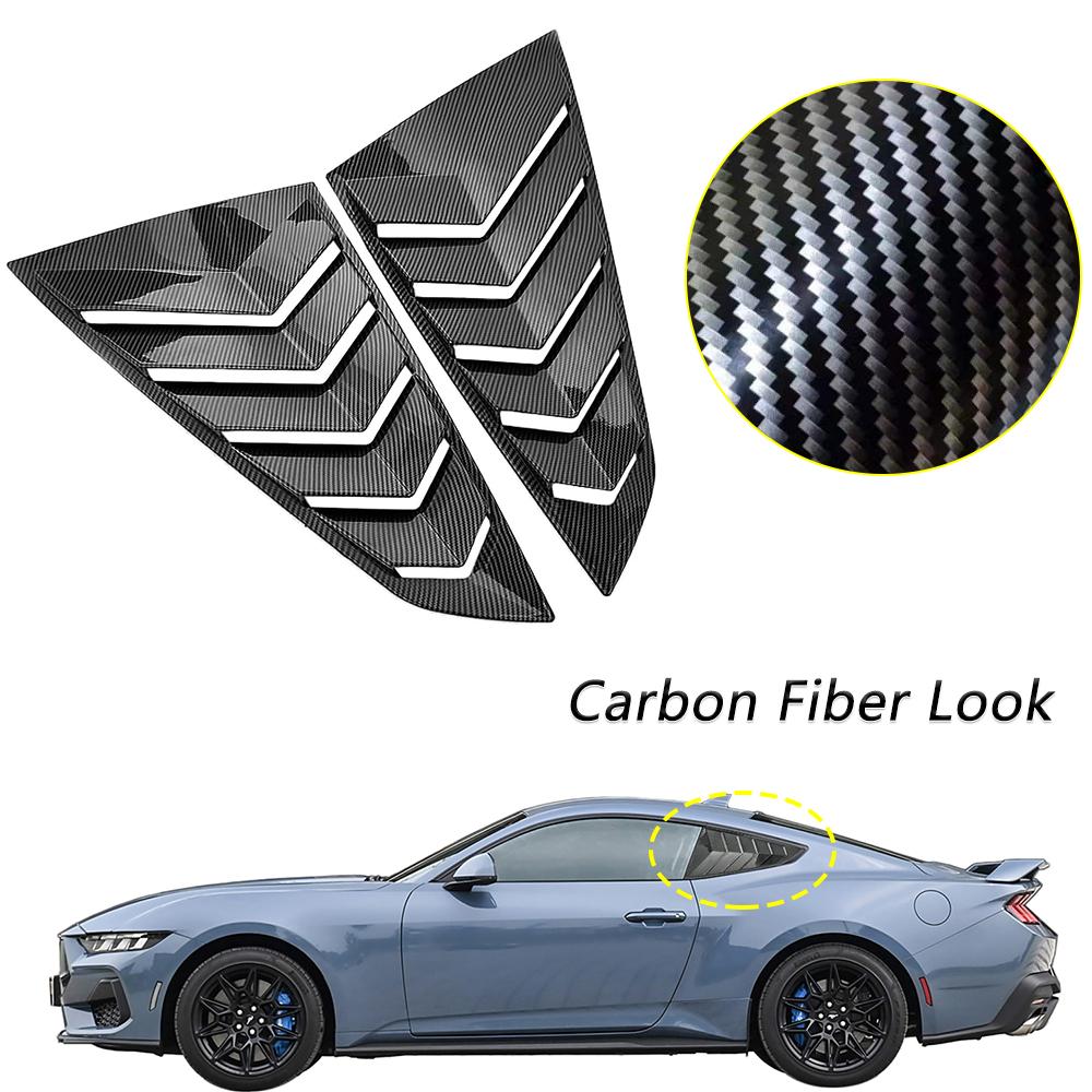 Side Window Blind Vent Louver Decoration Cover Trim for Ford Mustang 2026 Quarter Window Trim Car Exterior Accessories ABS Black
