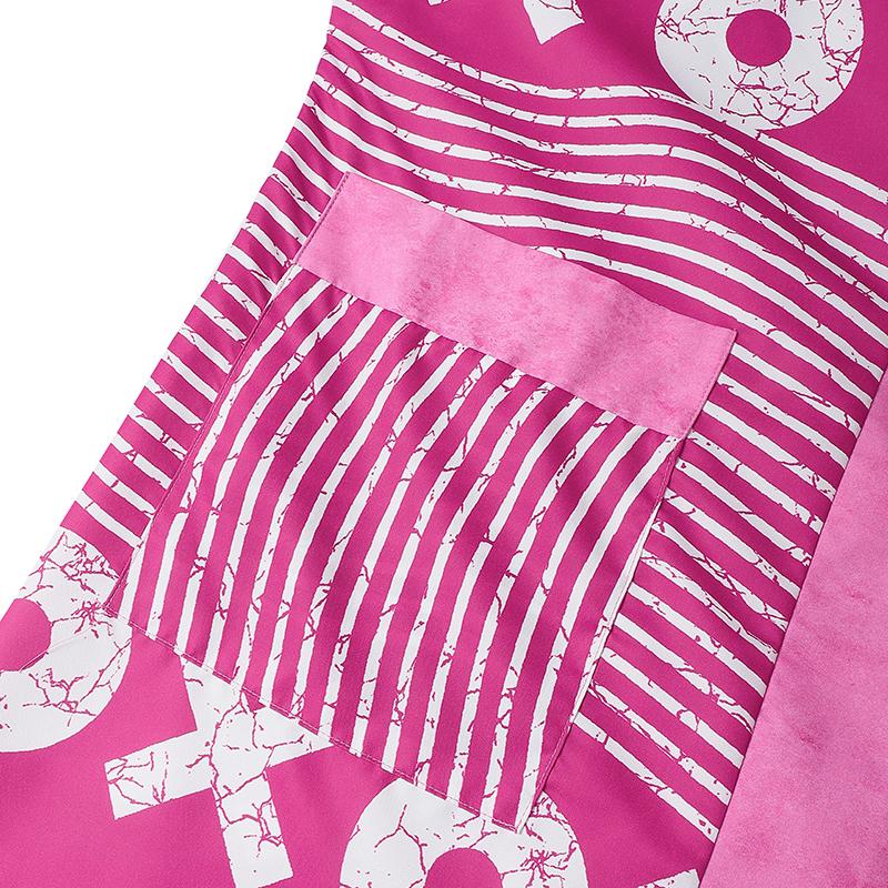 Oversized Women V Neck Long Sleeve Patchwork Print Casual Loose Maxi Kaftan Dress