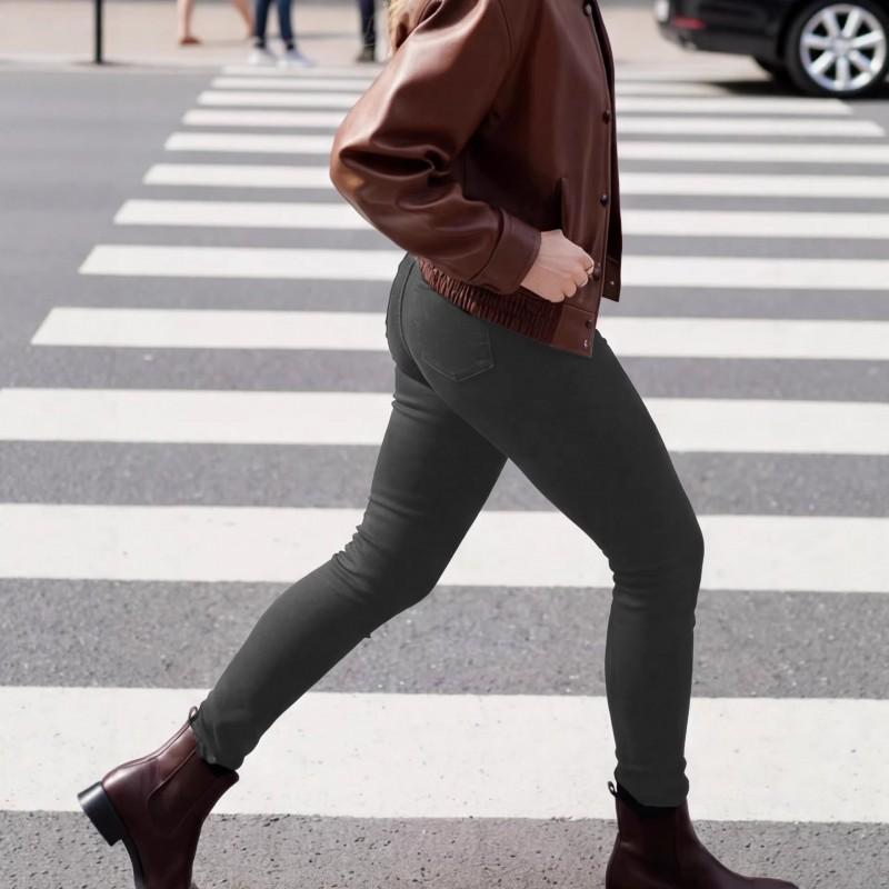 High Waist Stretch Denim Pants Women Slim Fit Pencil Jeans With Button Fly Elasticity Casual Office Wear