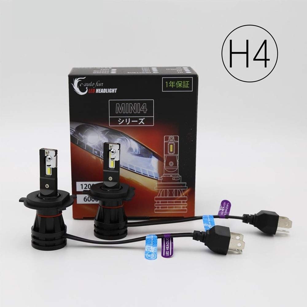 Mini 4 H4 LED Headlights, Fog Lamp, 60W, 12000 Lumens, 6000K, White, Vehicle Inspection Compatible