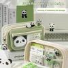 Panda Themed Pencil Case, Large Capacity, High Aesthetic Value Female Student Supplies Set Junior High School Stationery Bag