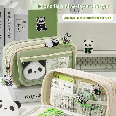 נרתיק עפרונות בנושא פנדה, קיבולת גדולה, ערך אסתטי גבוה, סט ציוד לתלמידה, תיק כלי כתיבה לחטיבת ביניים