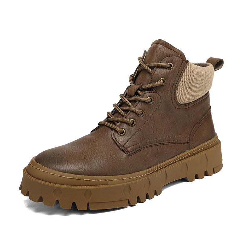 Brown Boots Leather Chelsea Ankle Boots Shoes for Men with Autumn Men Bottines Chelsea Lace Up Leather Boots Outdoor Sport Boots