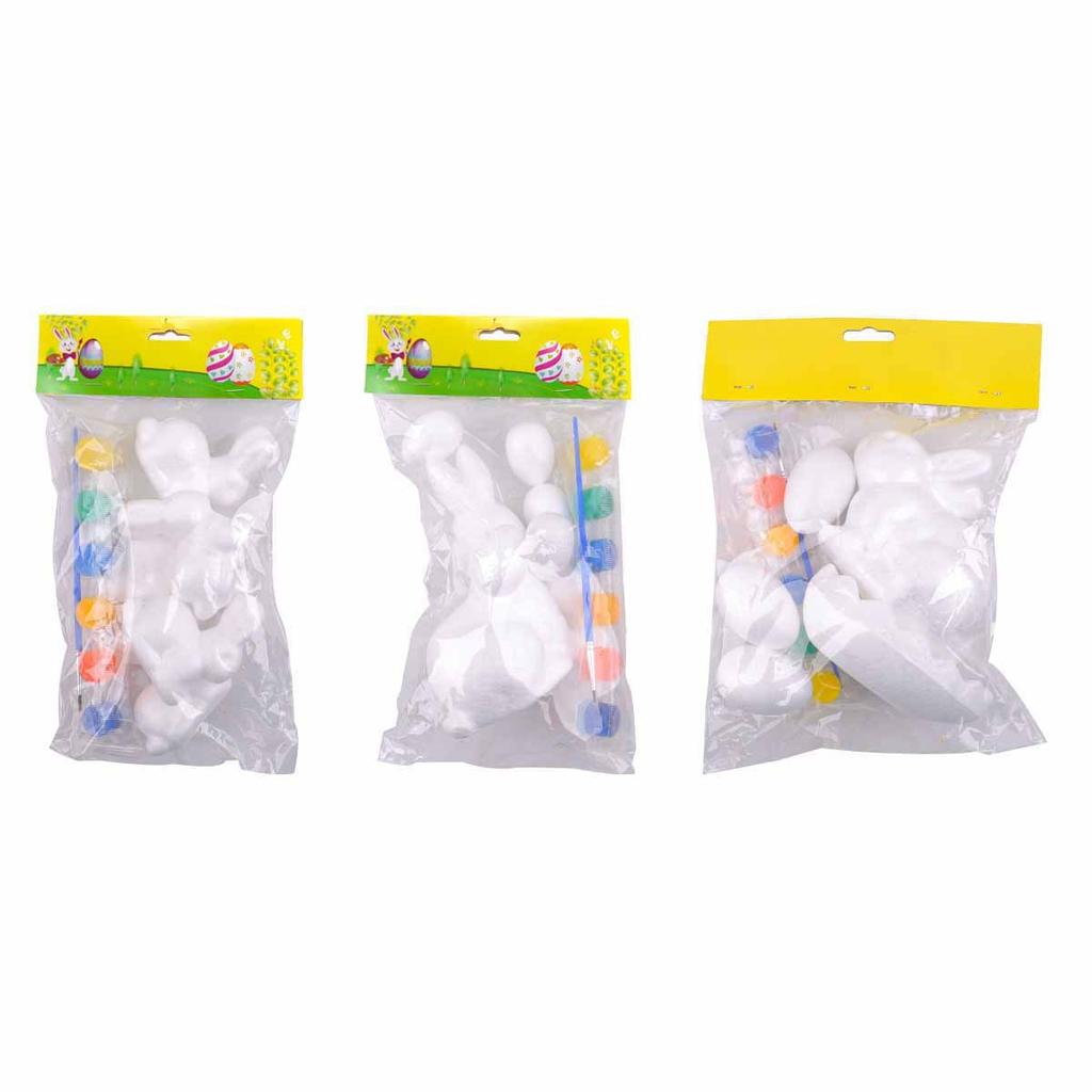 Easter Egg Decorating Kit Easter Painting Kit with 6 Colors Paints Paintbrush Diy Foam Egg for Handmade for Easter