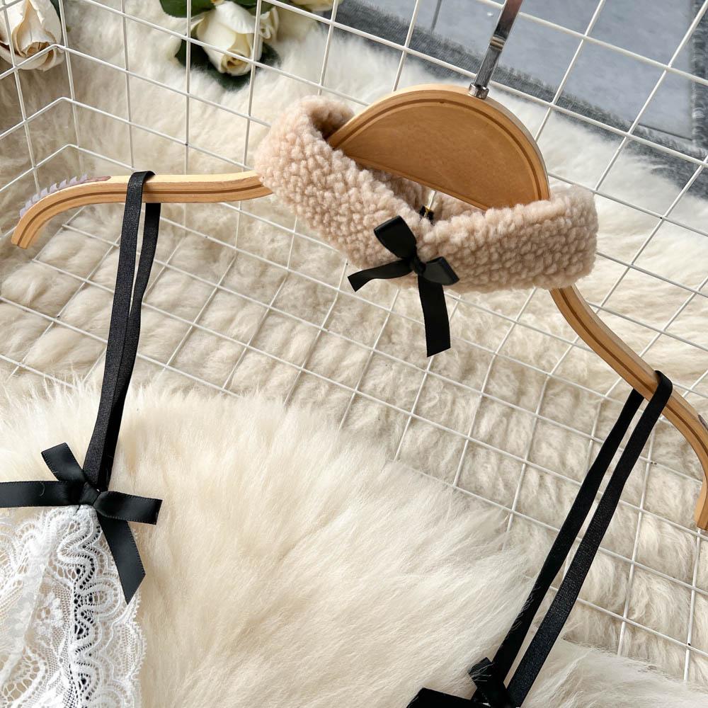 Sexy Plaid Japan Style Erotic Sets Women Pleated Short Skirt + Bow Strapless Lace Camis Female Sweet JK Uniform Lingerie Suits 2024