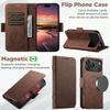 SUTENI J07 For iPhone 17 Pro Case Compatible with MagSafe Litchi Texture Leather Wallet Phone Cover