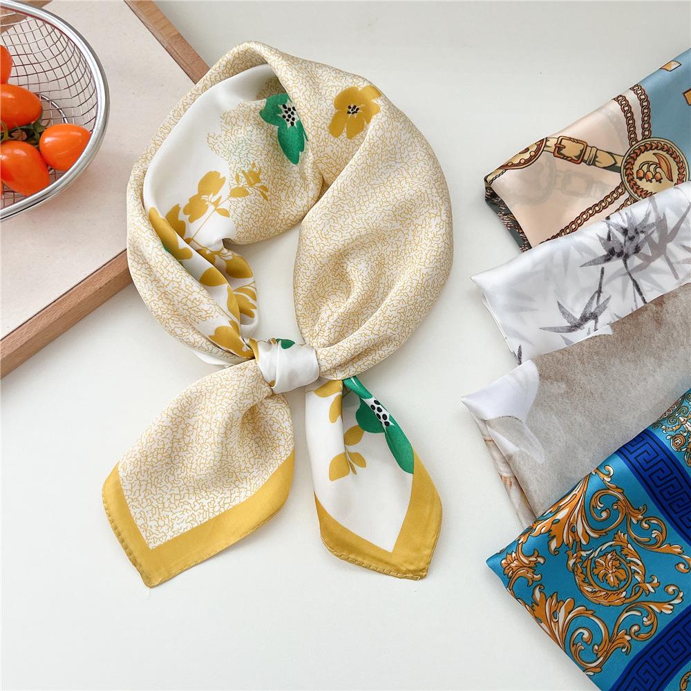 70*70cm New Luxury Square Scarf Silk Scarves Women Neck Hair Tie Band Hijab Kerchief Head Headband Smooth Bandana Female Foulard