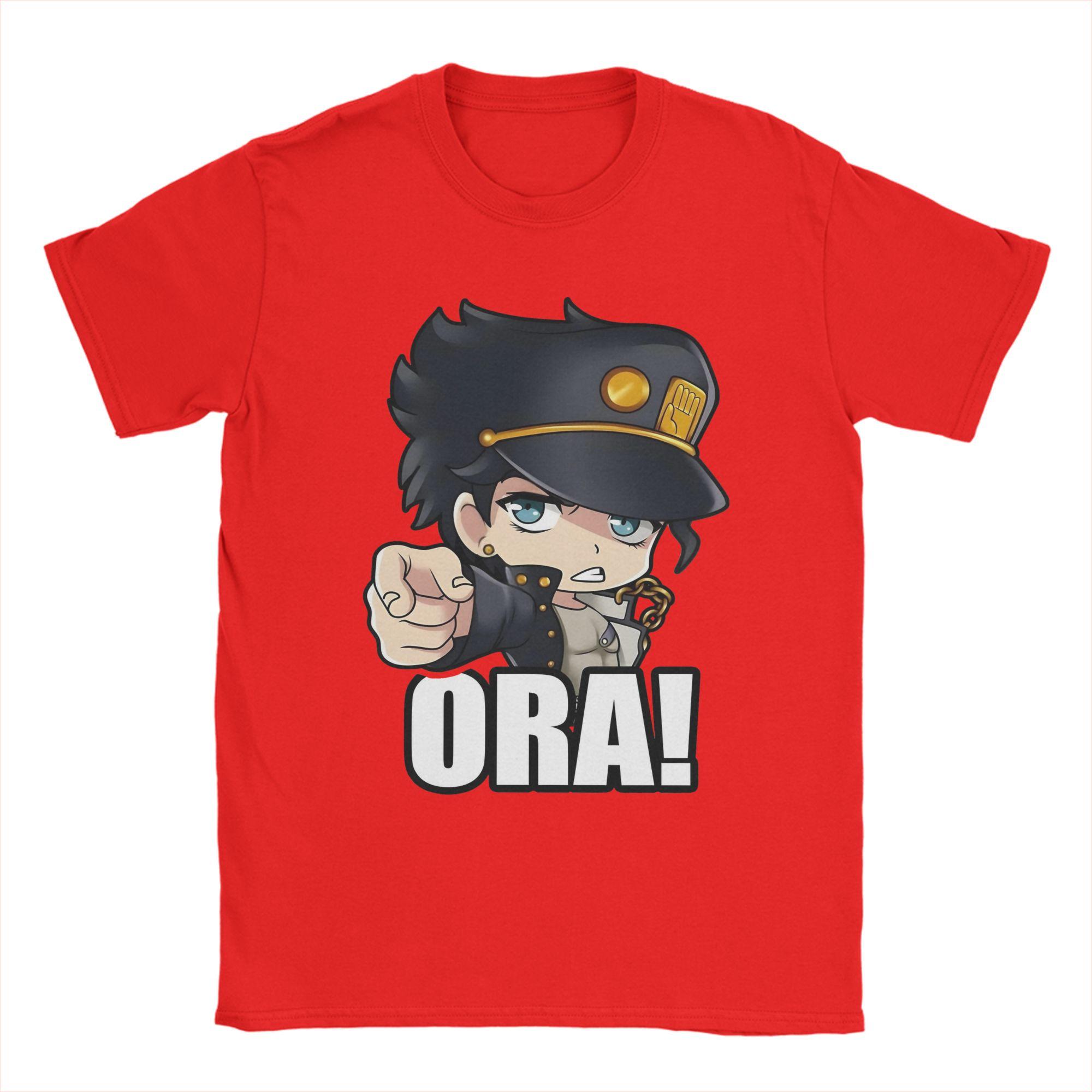 Чиби Ора Ора Ора Герой Приключения ДжоДжо Футболки Мужские Хлопок Крутая Футболка Круглый Вырез Футболки С Коротким Рукавом Одежда S