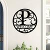1pc Metal Letter Sign, Surname Family Name Plate for Outdoor Wall, Housewarming Halloween Christmas New Year Gift