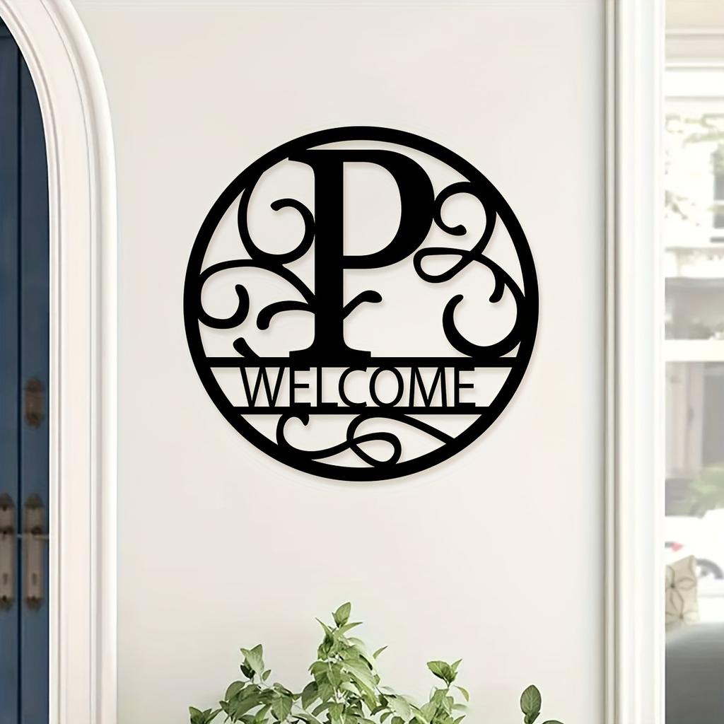 1pc Metal Letter Sign, Surname Family Name Plate for Outdoor Wall, Housewarming Halloween Christmas New Year Gift