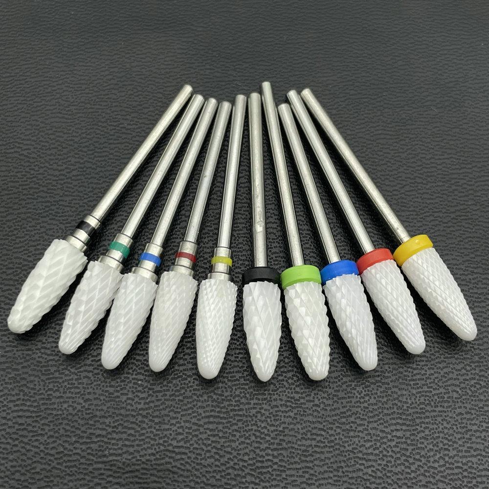 1Pc White Ceremic Nail Drill Bits Ceramic Cuticle Clean Bur Rotary Milling Cutters for Manicure Pedicure Dental Polishing Burs