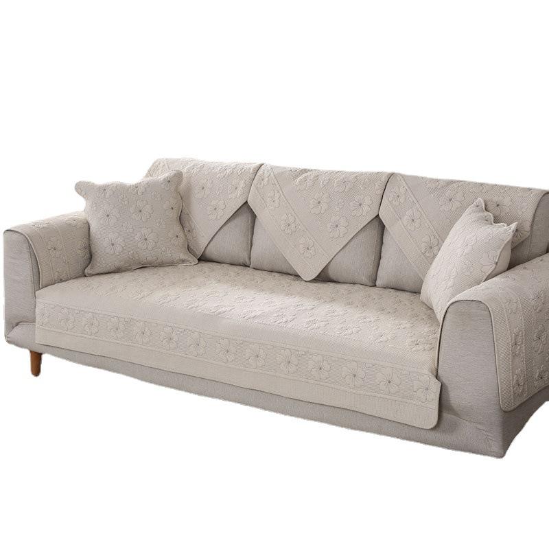 Double-Sided Cotton Fabric Quilting Embroidery Sofa Cushion , Pure Cotton Simple Modern Non-Slip Sofa Towel Cover