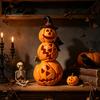 LED Pumpkin Light Halloween Spooky Lighted Figurine, Up Stacking Statue with Warm Decor Witch Hat for Home, Office, Haunt House, Indoor Outdoor Table