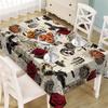 Halloween Gothic Skull Rose Crow Waterproof Tablecloth Table Decor Farmhouse Kitchen Dining Table Runner Halloween Decorations
