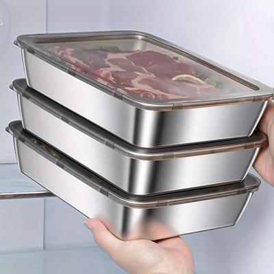 3 Sets of Bread Pans Stainless Steel Cake Salad Marinated Meat Chicken Fish Food Prep Tray Tart Baking Pan Baking Oven