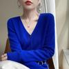 Autumn/Winter 2023 Women's Pure Wool Knit Cardigan Coat with V-Neck and Long Sleeves.