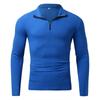 Men Long Sleeve Zipper Stand Collar Striped Thick Casual Polo Shirt