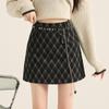 Women's 2026 Retro Plaid Woolen Chain High-Waist Bodycon A-line Skirt